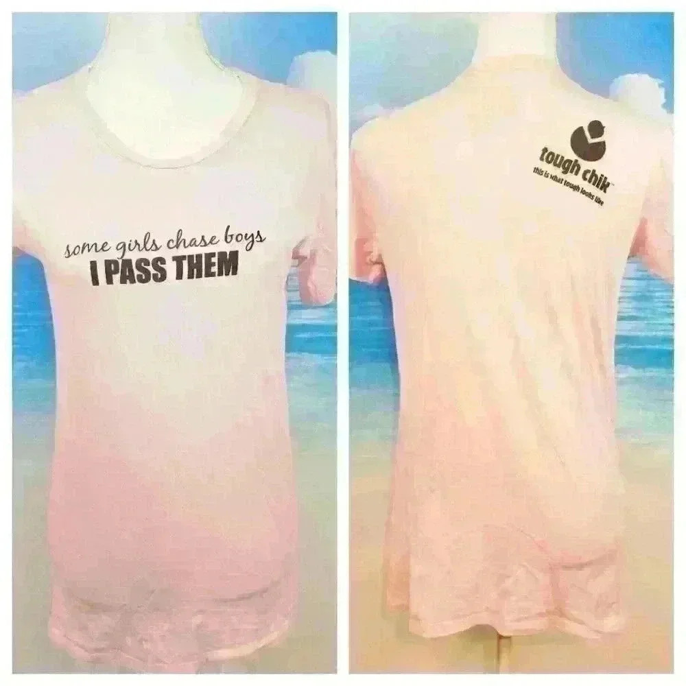 TOUGH CHIK Womans PINK T-shirt GRAPHIC Top Lightweight Cotton Blend size XL 1x